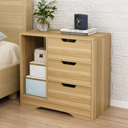 Zest 3 Drawer Cabinet and Shelf Utility Side Table (Oak)