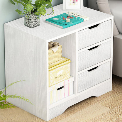 Zest 3 Drawer Cabinet and Shelf Utility Side Table (White)