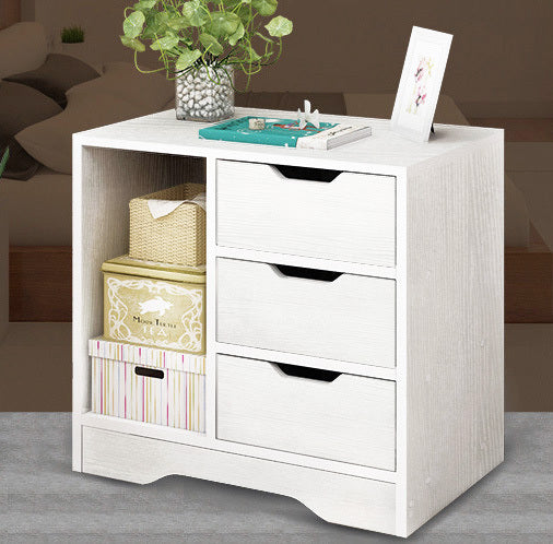 Zest 3 Drawer Cabinet and Shelf Utility Side Table (White)