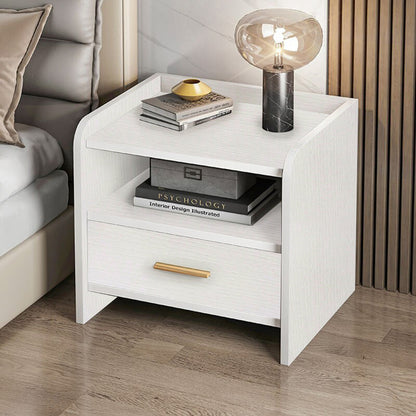 Serene Bedside Table Nightstand with Drawer (White)