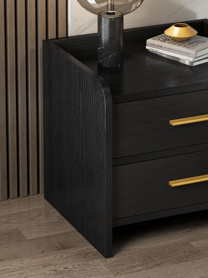 Serene 2-Drawer Bedside Table Nightstand (Black)