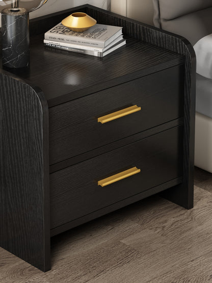 Serene 2-Drawer Bedside Table Nightstand (Black)