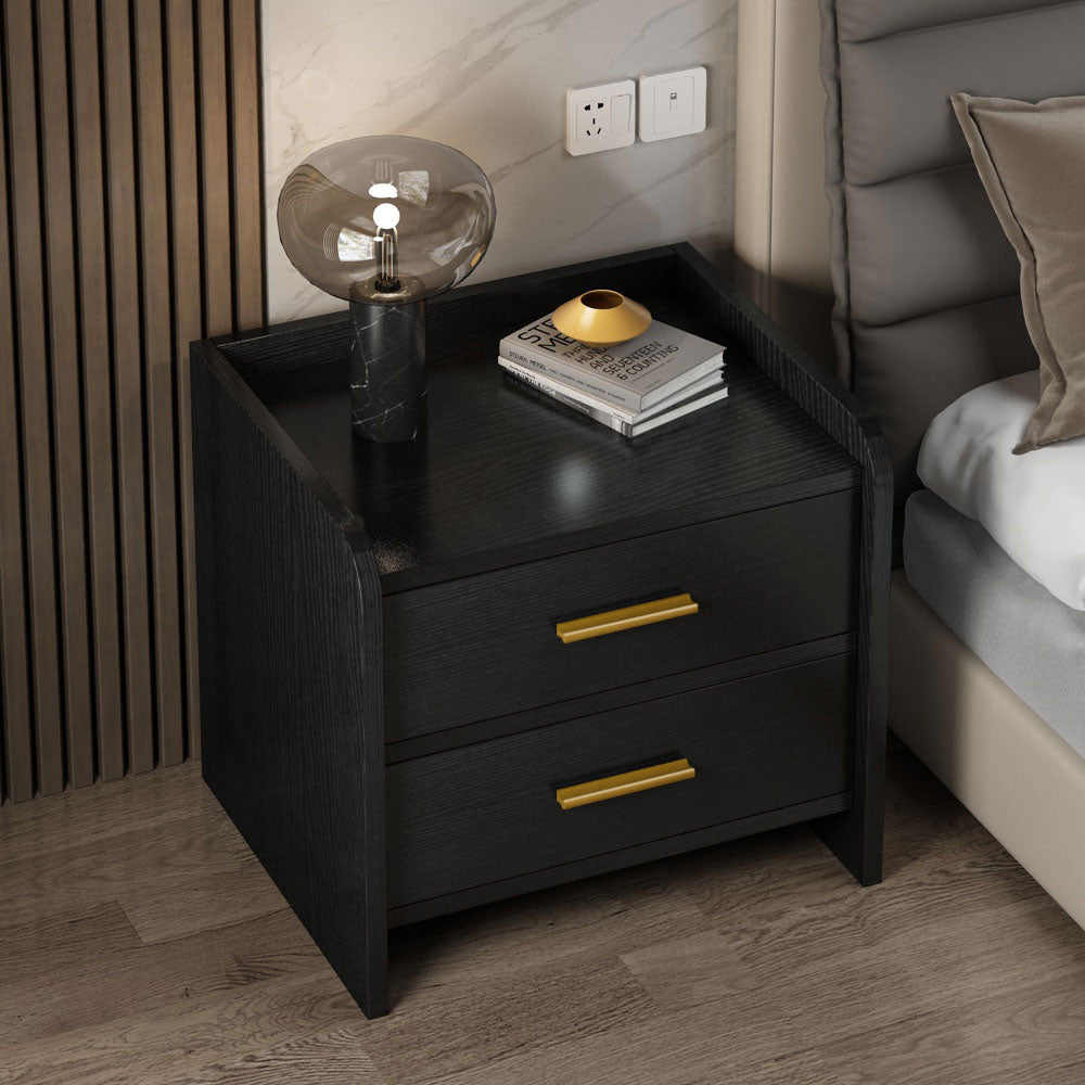 Serene 2-Drawer Bedside Table Nightstand (Black)