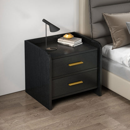 Serene 2-Drawer Bedside Table Nightstand (Black)