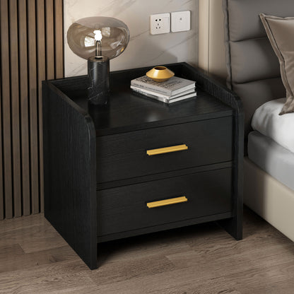 Serene 2-Drawer Bedside Table Nightstand (Black)