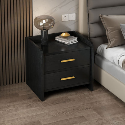 Serene 2-Drawer Bedside Table Nightstand (Black)