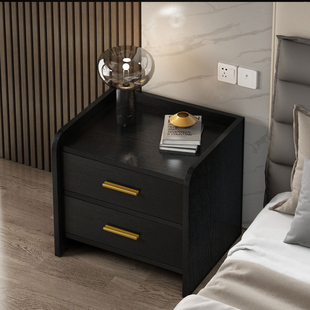 Serene 2-Drawer Bedside Table Nightstand (Black)