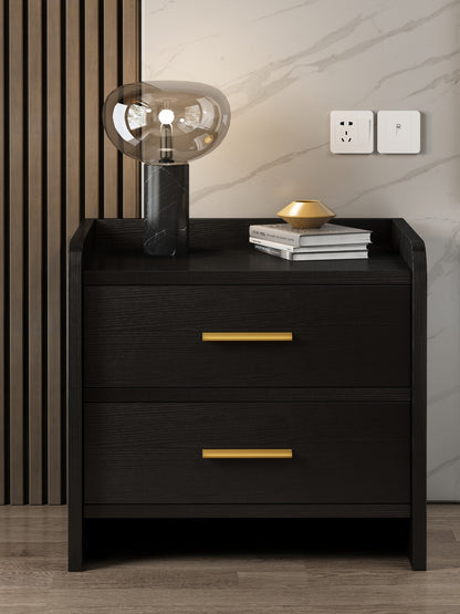 Serene 2-Drawer Bedside Table Nightstand (Black)