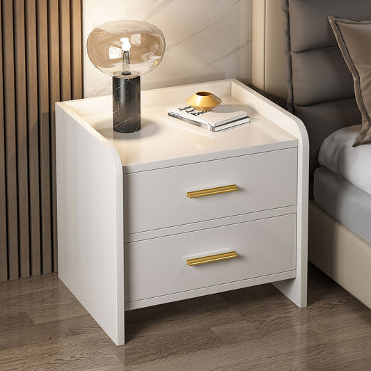 Serene 2-Drawer Bedside Table Nightstand (White)