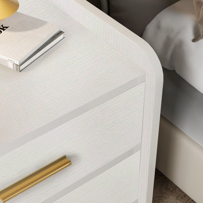 Serene 2-Drawer Bedside Table Nightstand (White)