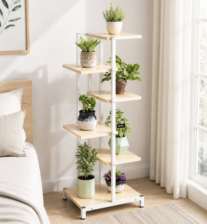5-Tier Oasis Garden Plants Stand Planter Shelf (White Oak)