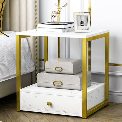 Synergy Luxury Marble Look Bedside Table (White)