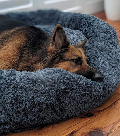 Cozy Plush Soft Fluffy Pet Bed Dog Cat Bed (Dark Grey, 70cm)