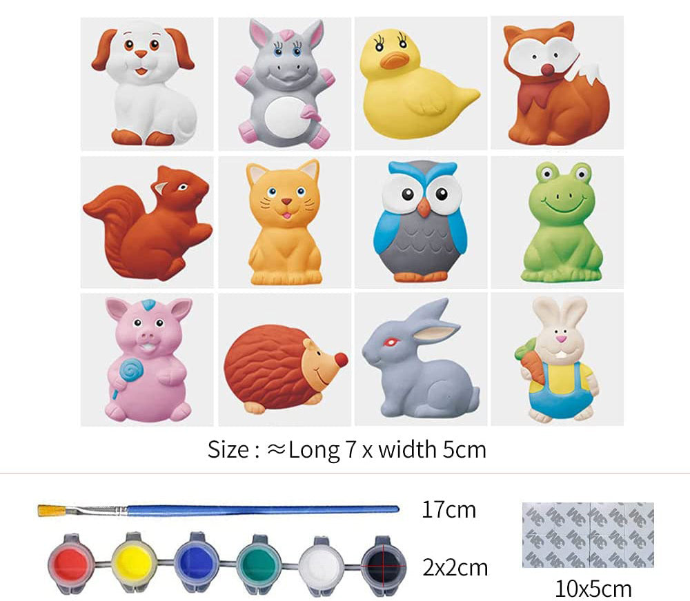 Plaster Painting Set Paint Your Own Figurines Arts and Crafts DIY Toy Kit (Animals)