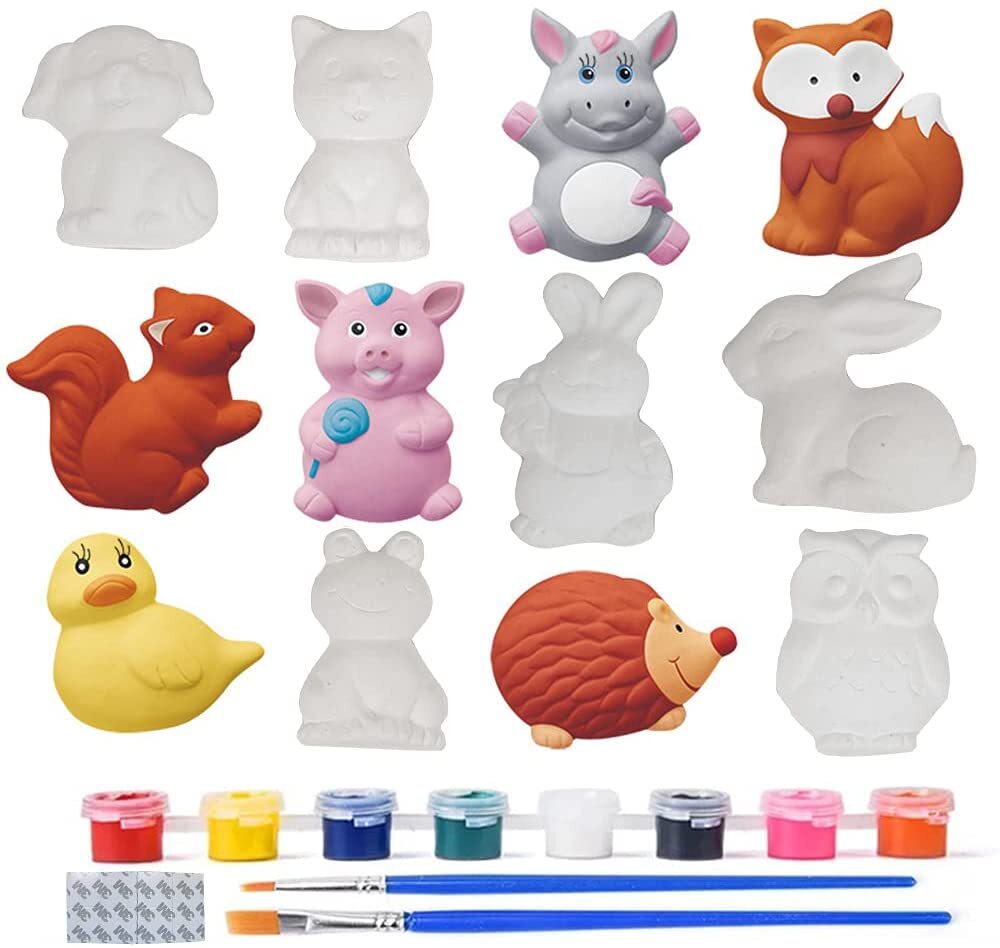 Plaster Painting Set Paint Your Own Figurines Arts and Crafts DIY Toy Kit (Animals)