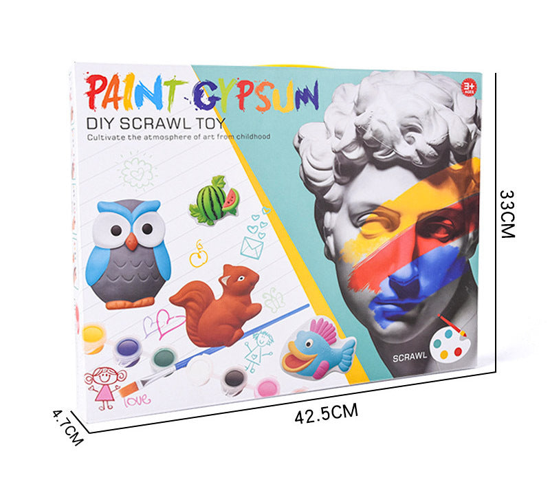 Plaster Painting Set Paint Your Own Figurines Arts and Crafts DIY Toy Kit (Animals)