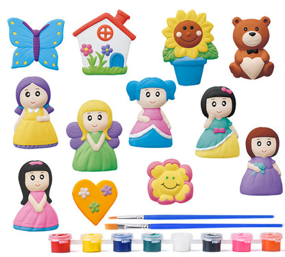 Large Plaster Painting Set Paint Your Own Figurines Arts and Crafts DIY Toy Kit (Princess)