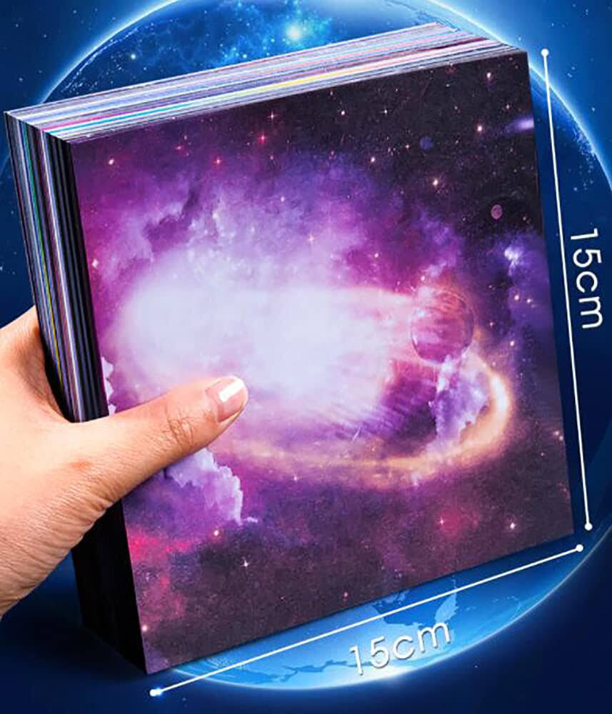 50 PCS Starry Night Double-Sided Galaxy Print Origami Paper Arts Crafts Set