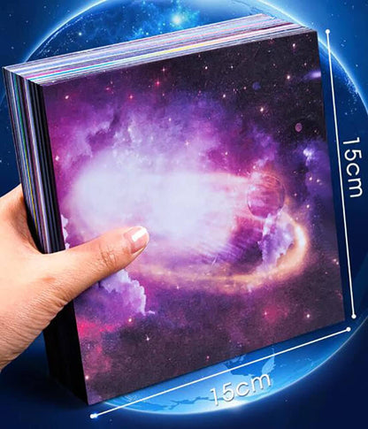 50 PCS Starry Night Double-Sided Galaxy Print Origami Paper Arts Crafts Set