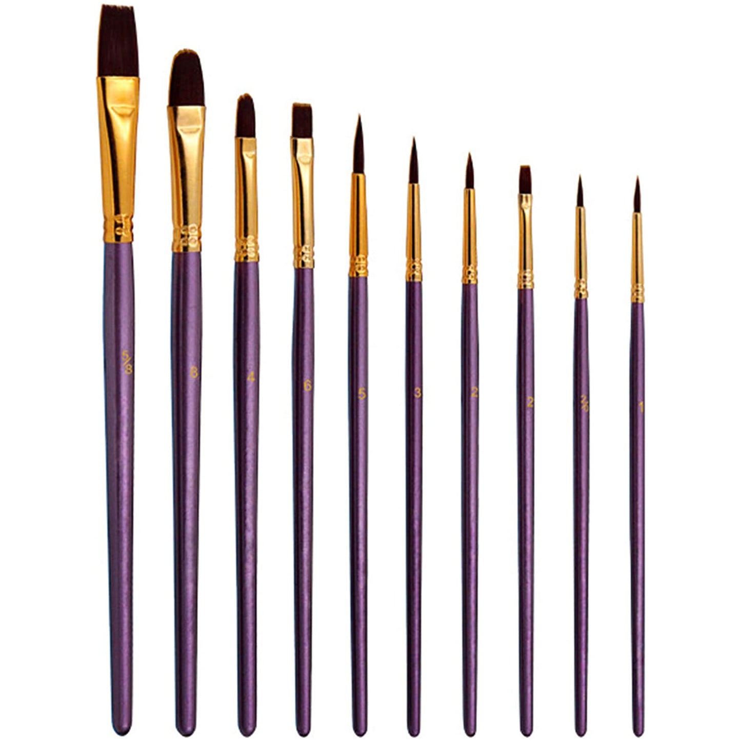 10PCS Paint Brush Set Artist Paintbrushes Kit (Purple)