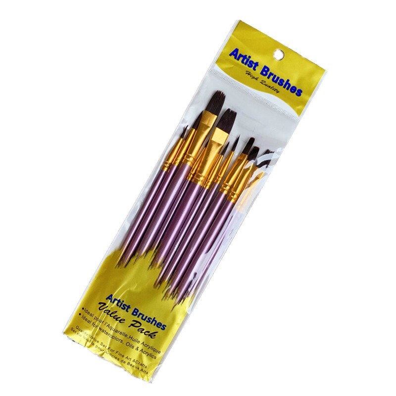 10PCS Paint Brush Set Artist Paintbrushes Kit (Purple)