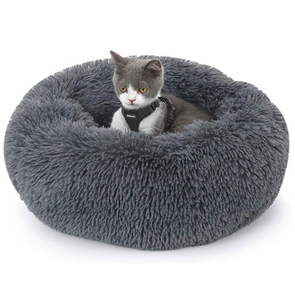 Cozy Plush Soft Fluffy Pet Bed Dog Cat Bed (Dark Grey, 40cm)