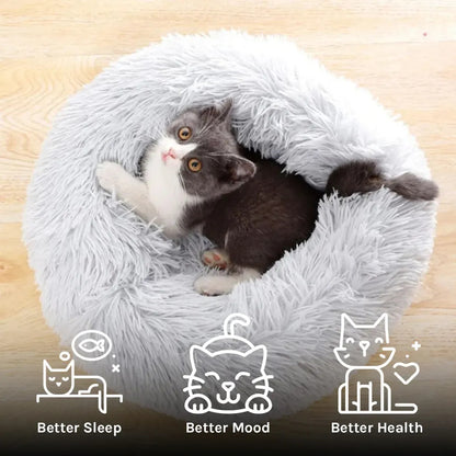 Cozy Plush Soft Fluffy Pet Bed Dog Cat Bed (Dark Grey, 40cm)