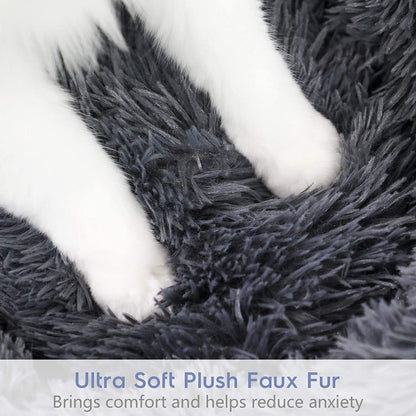 Cozy Plush Soft Fluffy Pet Bed Dog Cat Bed (Dark Grey, 40cm)