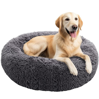 Cozy Plush Soft Fluffy Pet Bed Dog Cat Bed (Dark Grey, 50cm)