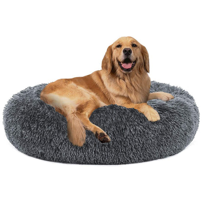 Cozy Plush Soft Fluffy Pet Bed Dog Cat Bed (Dark Grey, 50cm)