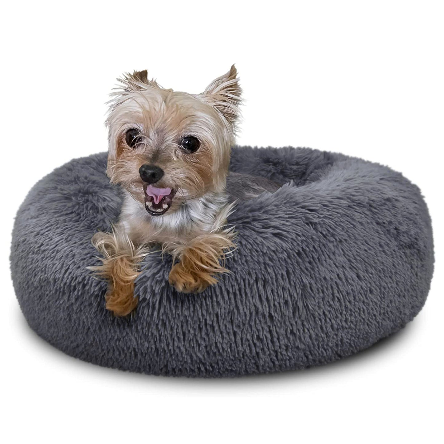 Cozy Plush Soft Fluffy Pet Bed Dog Cat Bed (Dark Grey, 50cm)