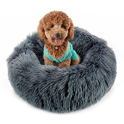 Cozy Plush Soft Fluffy Pet Bed Dog Cat Bed (Dark Grey, 40cm)
