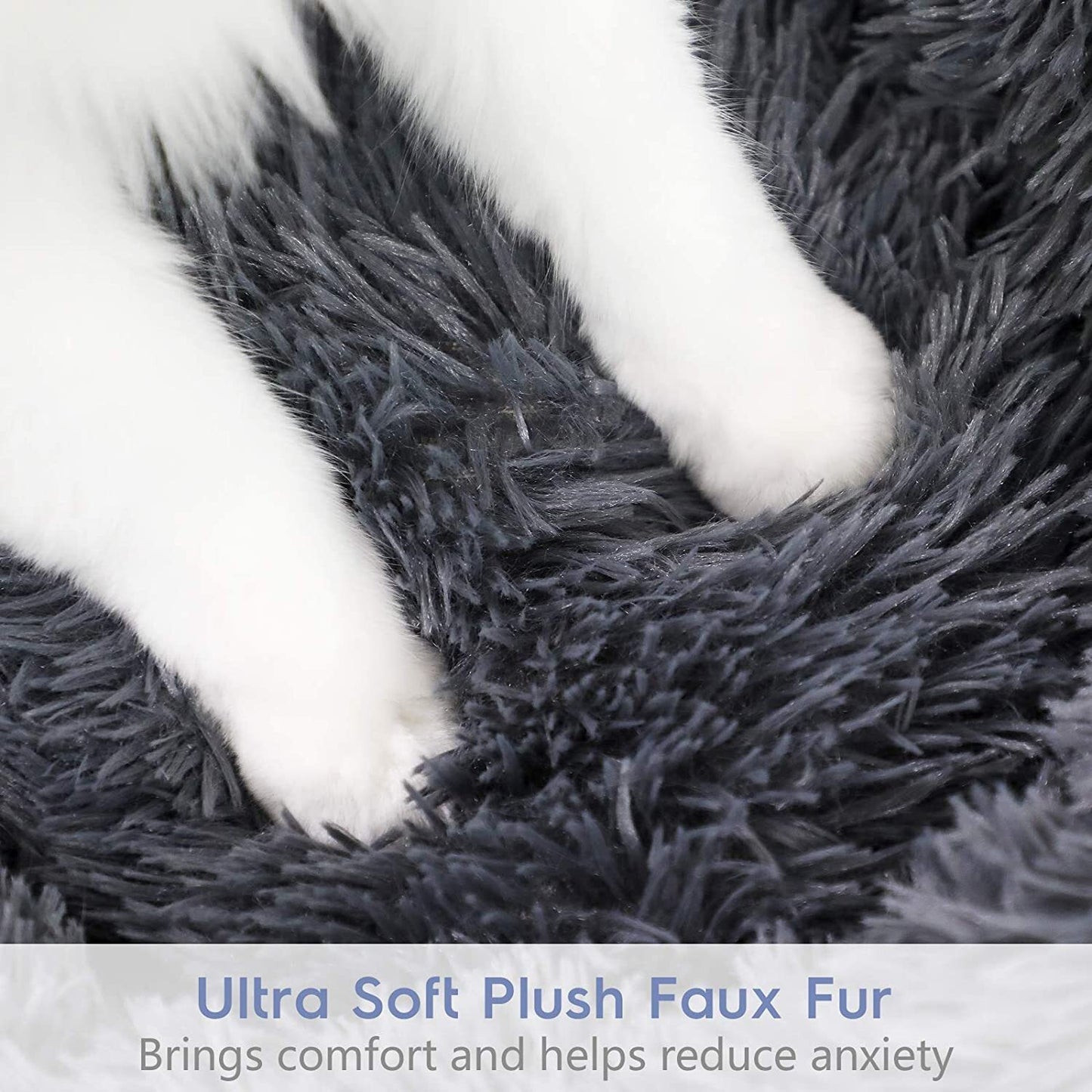 Cozy Plush Soft Fluffy Pet Bed Dog Cat Bed (Dark Grey, 60cm)