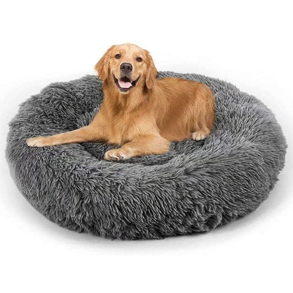 Cozy Plush Soft Fluffy Pet Bed Dog Cat Bed (Dark Grey, 60cm)