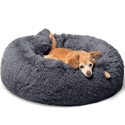 Cozy Plush Soft Fluffy Pet Bed Dog Cat Bed (Dark Grey, 60cm)