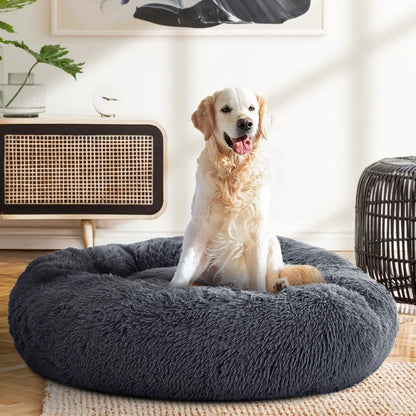 Cozy Plush Soft Fluffy Pet Bed Dog Cat Bed (Dark Grey, 60cm)