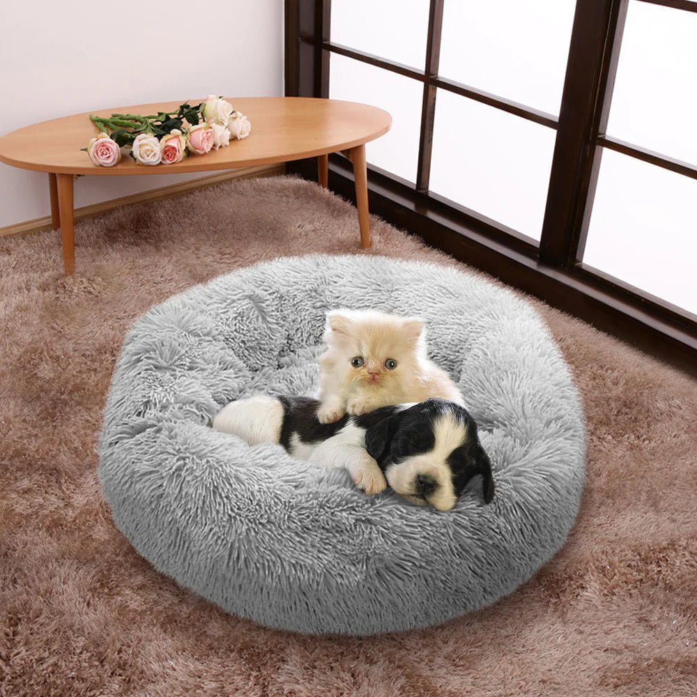 Cozy Plush Soft Fluffy Pet Bed Dog Cat Bed (Light Grey, 40cm)