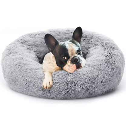 Cozy Plush Soft Fluffy Pet Bed Dog Cat Bed (Light Grey, 40cm)