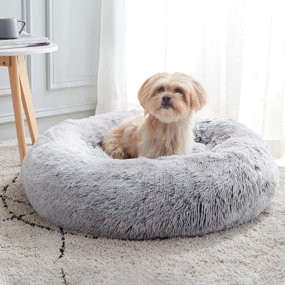 Cozy Plush Soft Fluffy Pet Bed Dog Cat Bed (Light Grey, 40cm)