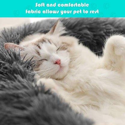 Cozy Plush Soft Fluffy Pet Bed Dog Cat Bed (Light Grey, 40cm)