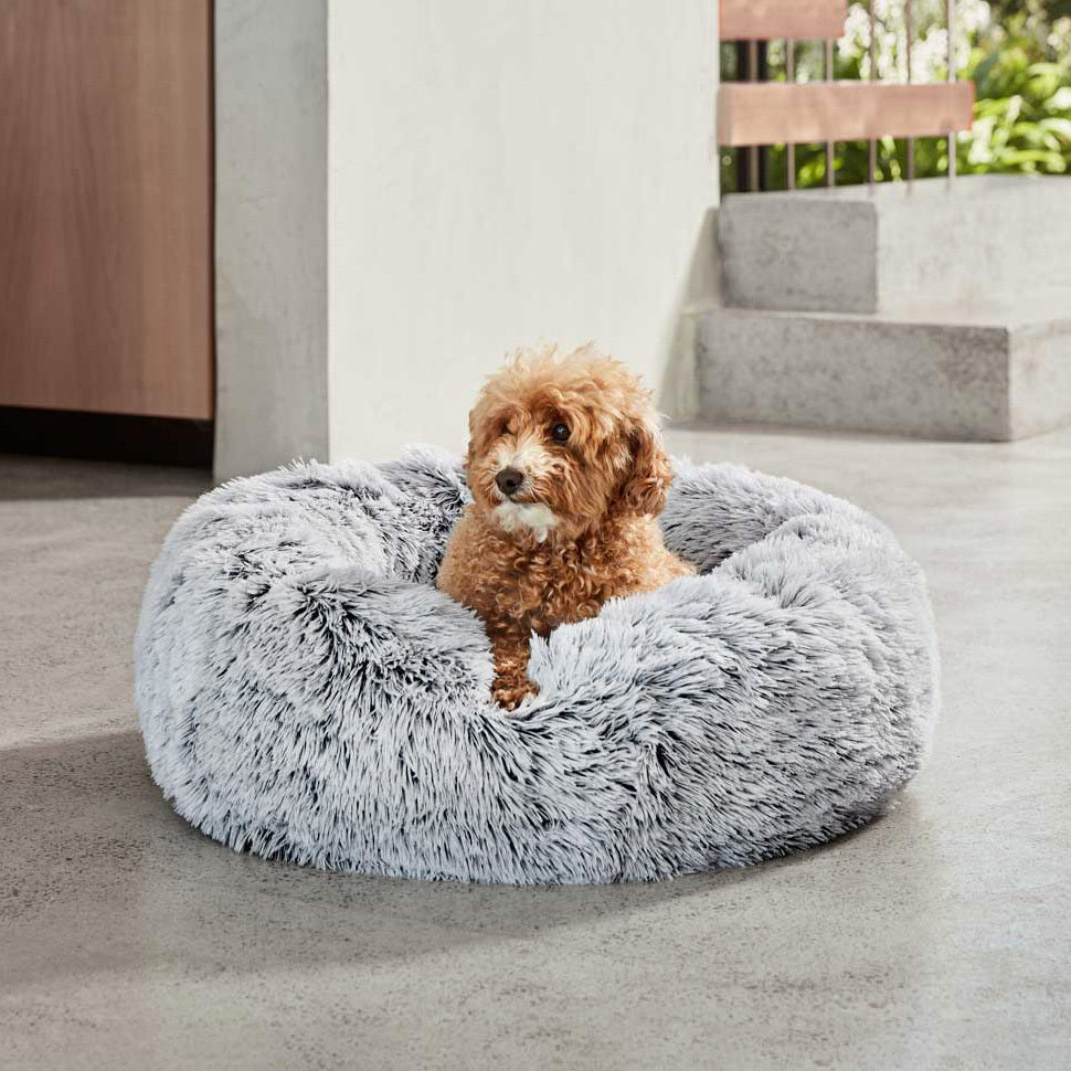 Cozy Plush Soft Fluffy Pet Bed Dog Cat Bed (Light Grey, 40cm)