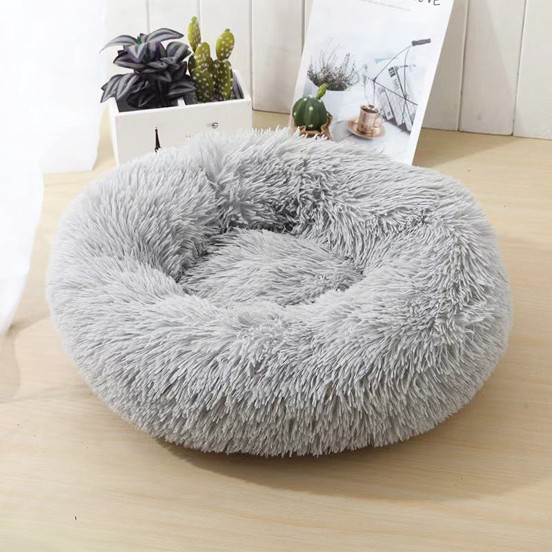 Cozy Plush Soft Fluffy Pet Bed Dog Cat Bed (Light Grey, 40cm)