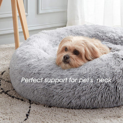 Cozy Plush Soft Fluffy Pet Bed Dog Cat Bed (Light Grey, 40cm)