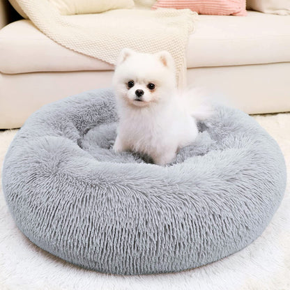 Cozy Plush Soft Fluffy Pet Bed Dog Cat Bed (Light Grey, 50cm)