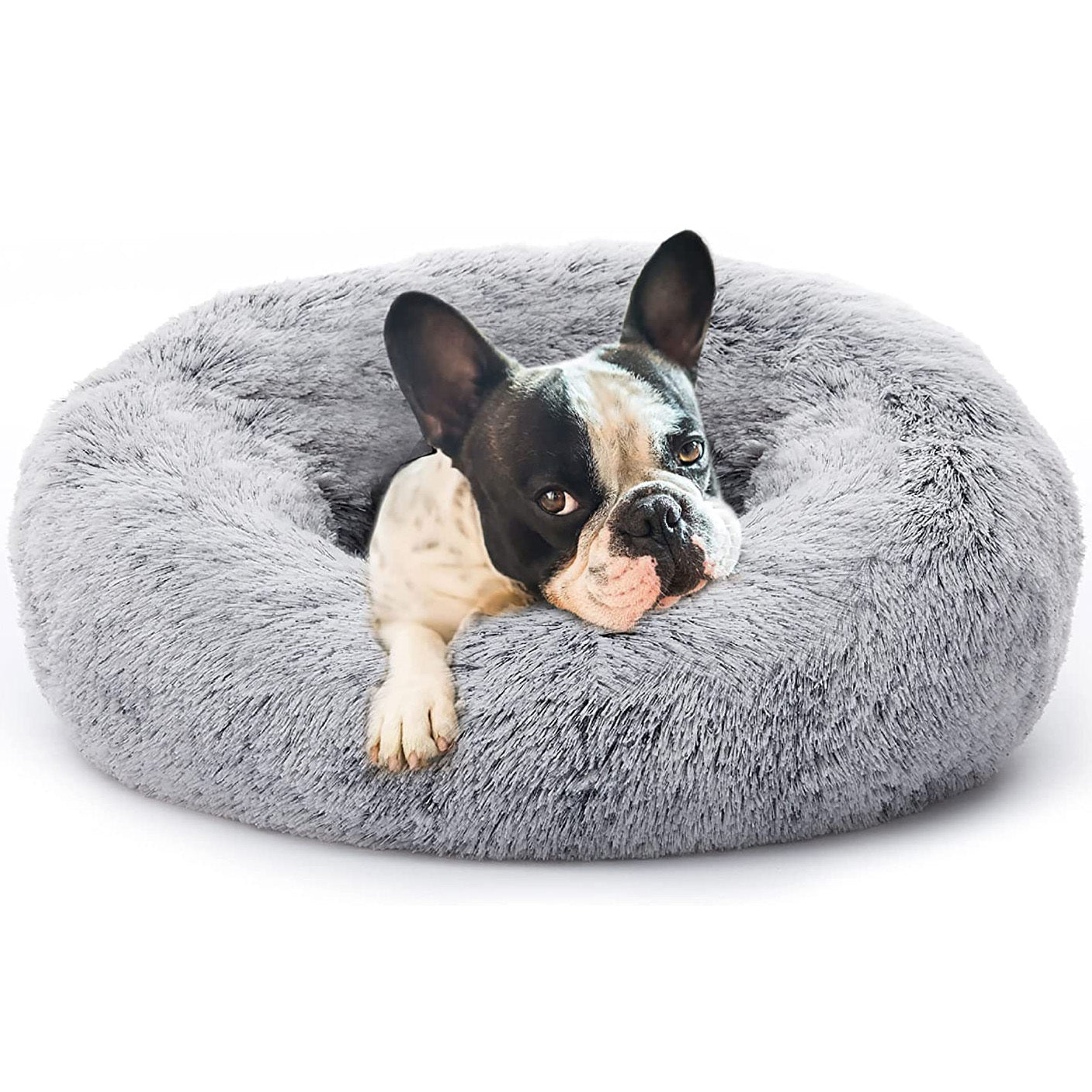 Cozy Plush Soft Fluffy Pet Bed Dog Cat Bed (Light Grey, 50cm)