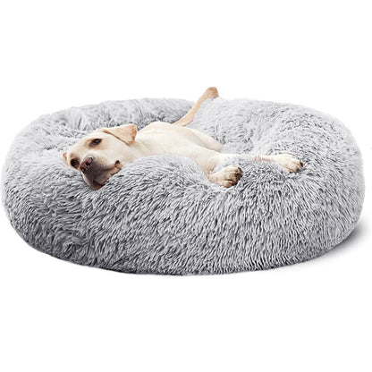 Cozy Plush Soft Fluffy Pet Bed Dog Cat Bed (Light Grey, 60cm)