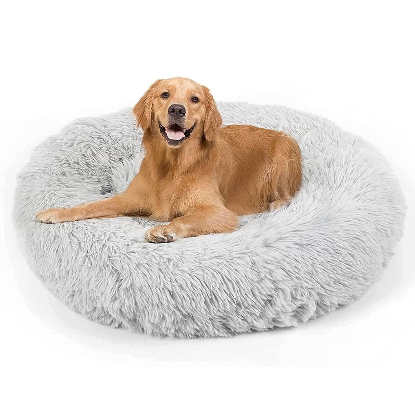 Cozy Plush Soft Fluffy Pet Bed Dog Cat Bed (Light Grey, 60cm)