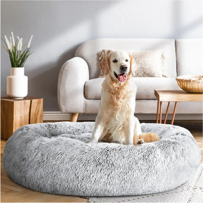 Cozy Plush Soft Fluffy Pet Bed Dog Cat Bed (Light Grey, 60cm)