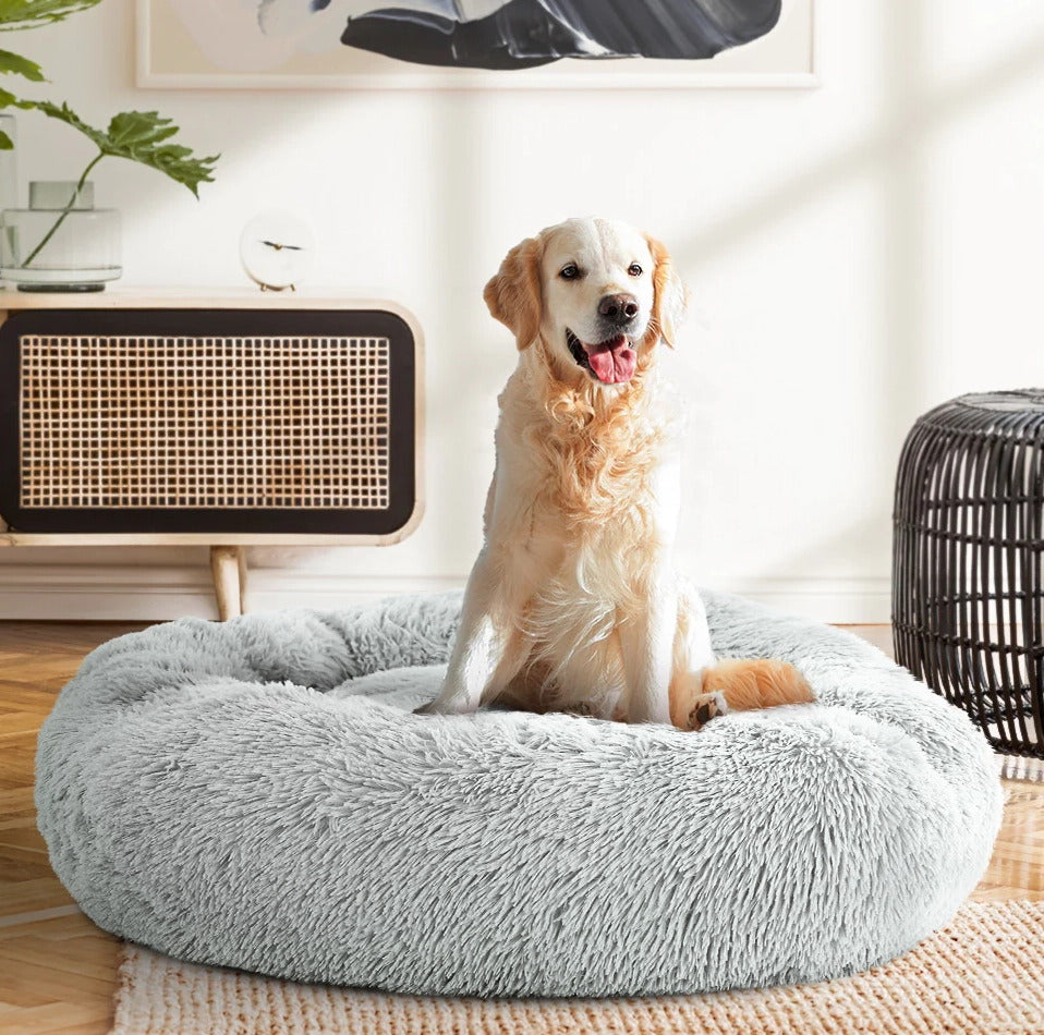 Cozy Plush Soft Fluffy Pet Bed Dog Cat Bed (Light Grey, 60cm)