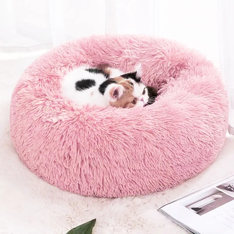 Cozy Plush Soft Fluffy Pet Bed Dog Cat Bed (Pink, 40cm)